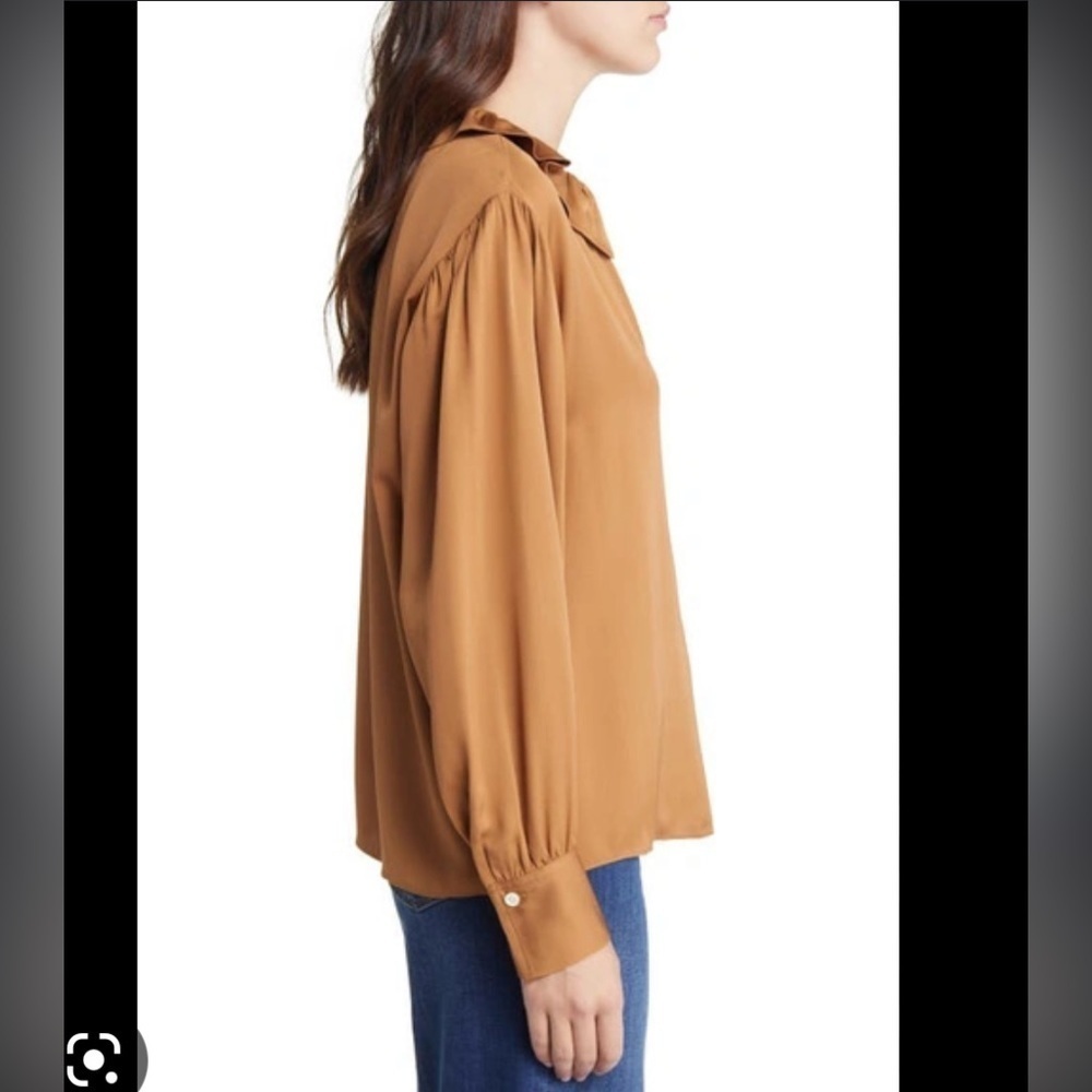 New - Frame 100% silk ruffle collar blouse - Picture 4 of 11